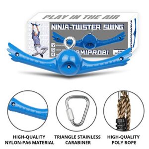 YAMIPROBI Ninja-Twister Swing Spins Set: Slackline Attachments - 360° Handle Twist-Spin Flips Toy Activate Ninja Powers - Ninja Warrior Accessories - Kids Ninja Hang Toys for Playground Backyard