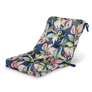 vera bradley by classic accessories water-resistant patio chair cushion, 21 x 19 x 22.5 x 5 inch, rain forest leaves blue, seat back cushion