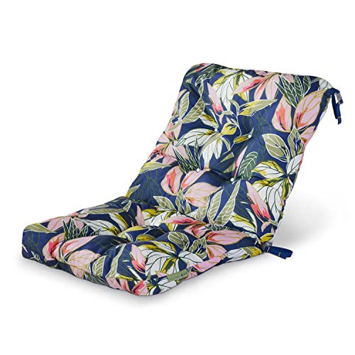 Vera Bradley by Classic Accessories Water-Resistant Patio Chair Cushion, 21 x 19 x 22.5 x 5 Inch, Rain Forest Leaves Blue, Seat Back Cushion