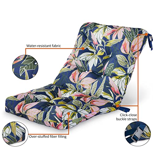 Vera Bradley by Classic Accessories Water-Resistant Patio Chair Cushion, 21 x 19 x 22.5 x 5 Inch, Rain Forest Leaves Blue, Seat Back Cushion