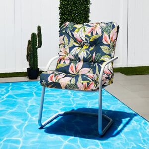 Vera Bradley by Classic Accessories Water-Resistant Patio Chair Cushion, 21 x 19 x 22.5 x 5 Inch, Rain Forest Leaves Blue, Seat Back Cushion