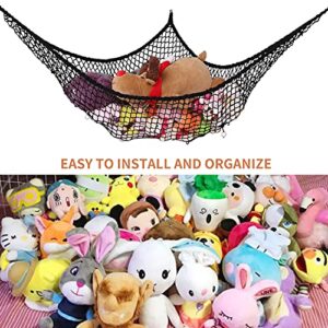 Stuffed Animal Hammock, Toy Hammock Storage Net, LXUNYI Mesh Toy Net Holder Jumbo Wall Corner Giant Baby Kids Children Stuff animals Hammocks Net Organizer for Bedroom (Black, 84 inch)