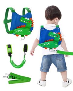 toddler leash for boys and girls , 4-in-1 leash for kids, toddler harness with leash, child leash for walking with baby safety anti lost wrist link (dinosau