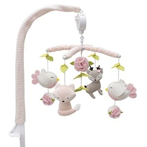 living textiles baby musical mobile - ava birds | crib toy, knitted woodland characters, nursery decor, calming soother with 12 lullabies essential and perfect toy for boys girls