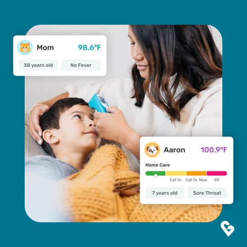 Kinsa QuickScan Smart Thermometer - No-Touch, Contactless Digital Forehead Thermometer for Babies, Kids, Adults - Works with a Smartphone App to Track Family Health & Offer Symptom Advice