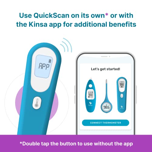 Kinsa QuickScan Smart Thermometer - No-Touch, Contactless Digital Forehead Thermometer for Babies, Kids, Adults - Works with a Smartphone App to Track Family Health & Offer Symptom Advice