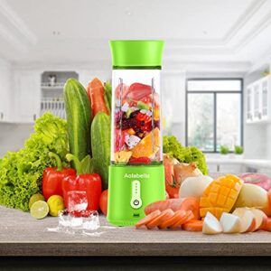 Portable Blender, Personal Size Eletric USB Juicer Cup, Fruit, Smoothie, Baby Food Mixing Machine with Updated 6 Blades,Magnetic Secure Switch for Superb Mixing 500ml (Green)