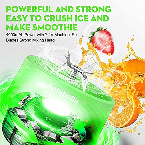 Portable Blender, Personal Size Eletric USB Juicer Cup, Fruit, Smoothie, Baby Food Mixing Machine with Updated 6 Blades,Magnetic Secure Switch for Superb Mixing 500ml (Green)