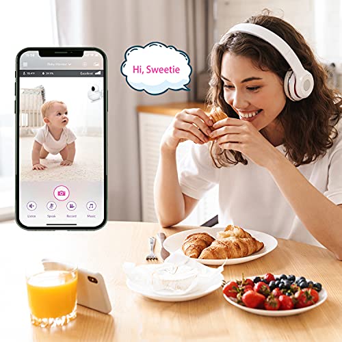 iBaby M8L 1080P Smart Baby Camera Monitor, WiFi Baby Monitor with Upgraded Night Vision 2 Way Talk Motion/Crying Alert Lullabies 360º Pan 110º Tilt White