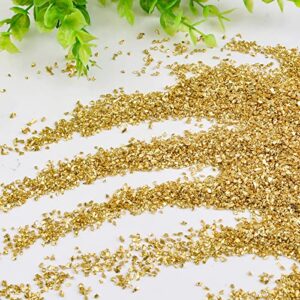 WANDIC Crushed Glass, 200 Grams 2-4mm Gold Crushed Broken Glass, Irregular Metallic Chips Fillers Sprinkles for Resin Crafts, Nail Art, Painting