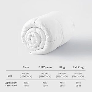 DWR Lightweight Feather Down Comforter Queen, 100% Cotton Cover, Summer Warm Weather Bed Quilt, Thin All-Season Duvet Insert for Hot Sleepers (Ivory White, 90x90)