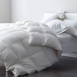 dwr lightweight feather down comforter queen, 100% cotton cover, summer warm weather bed quilt, thin all-season duvet insert for hot sleepers (ivory white, 90x90)