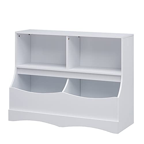 Naomi Home Nancy Stylish Storage Delights Toys Find Their Home Kids Storage with Bookshelves, Multifunctional Toy Organizer Kids' bookcases, Cabinets & Shelves for Playroom, Nursery, White