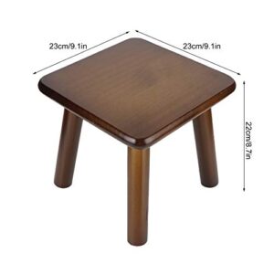 Wooden Stool, Natural Pine Wood Safety Stable Toddler Stool Chair Strong Load‑Bearing Rounded Corners Smooth Child Step Stool for Living Room Bathroom Bedroom Garden Balcony(Square Nut‑Brown)