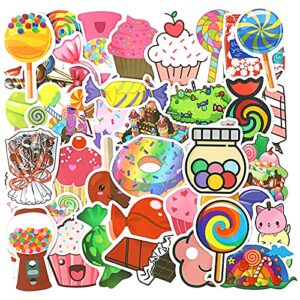 100 pieces cute sweet treats candy stickers, waterproof vinyl decal dessert stickers ice cream cupcake stickers for laptop, water bottle, skateboard, teachers reward stickers for kids students