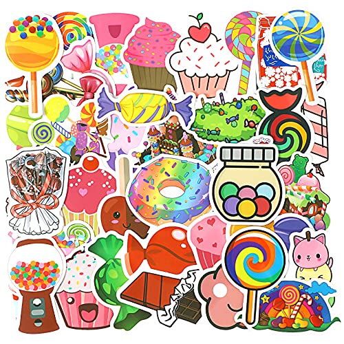 100 Pieces Cute Sweet Treats Candy Stickers, Waterproof Vinyl Decal Dessert Stickers Ice Cream Cupcake Stickers for Laptop, Water Bottle, Skateboard, Teachers Reward Stickers for Kids Students