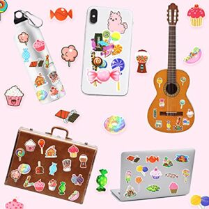 100 Pieces Cute Sweet Treats Candy Stickers, Waterproof Vinyl Decal Dessert Stickers Ice Cream Cupcake Stickers for Laptop, Water Bottle, Skateboard, Teachers Reward Stickers for Kids Students