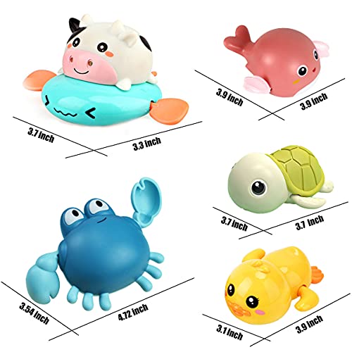 Bath Toy,Cute Animal Clockwork Bathtub Swimming Pool Toy,Baby Bath Toys for Toddlers 1-3, Boys & Girls Water Bath Toy Set,5 Pack