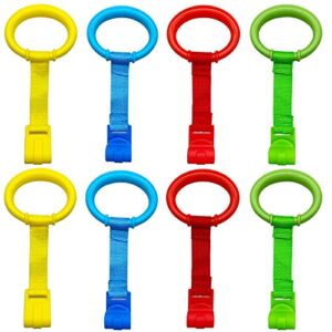 codree 8pcs 4 colors baby playpen pull up rings-baby crib pull up rings-baby walking exercises assistant rings-baby bed stand up rings baby cot hanging rings for infant baby toddler