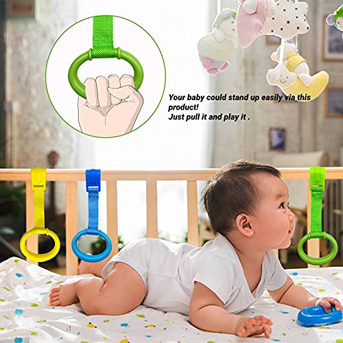 codree 8PCS 4 Colors Baby Playpen Pull up Rings-Baby Crib Pull up Rings-Baby Walking Exercises Assistant Rings-Baby Bed Stand Up Rings Baby Cot Hanging Rings for Infant Baby Toddler