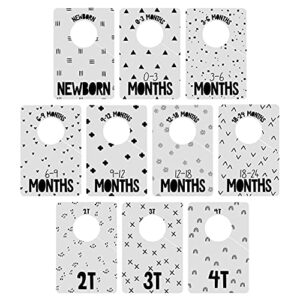 canopy street gender neutral closet baby clothing dividers/modern pattern closet organizers for newborn to 4t clothes / 4" x 6" gray nursery wardrobe dividers