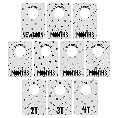 Canopy Street Gender Neutral Closet Baby Clothing Dividers/Modern Pattern Closet Organizers for Newborn to 4T Clothes / 4" x 6" Gray Nursery Wardrobe Dividers