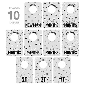 Canopy Street Gender Neutral Closet Baby Clothing Dividers/Modern Pattern Closet Organizers for Newborn to 4T Clothes / 4" x 6" Gray Nursery Wardrobe Dividers