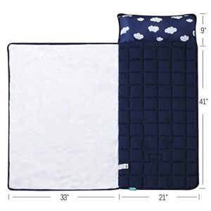 Nap Mats for Preschool Daycare Quilted Portable & Skin-Friendly Toddler Nap Mat Roll up Tavel Sleeping Bag for Kids with Removable Pillow Machine Washable