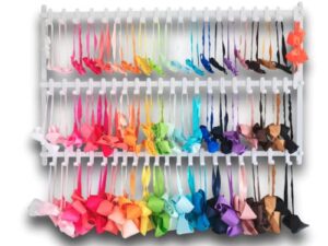 ollirovey metal 60 hook 3ft wide headband display and headband organizer for girls hair bows holds up to 240+ hair accessories 4 per hook - hooks adjustable - wall mounted
