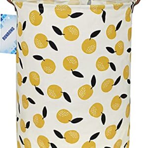 RUNRONG Large Size Round Storage Basket Foldable Waterproof Canvas Laundry Hamper with Handles Nursery Organizer for Bedroom /Living Room/Bathroom(RUN Round Orange)