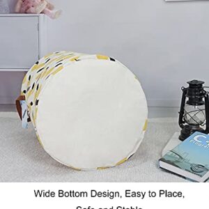 RUNRONG Large Size Round Storage Basket Foldable Waterproof Canvas Laundry Hamper with Handles Nursery Organizer for Bedroom /Living Room/Bathroom(RUN Round Orange)