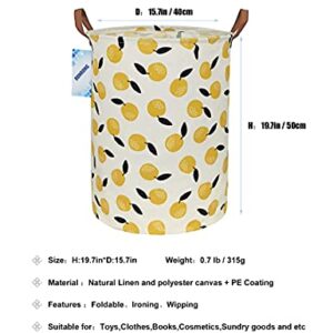 RUNRONG Large Size Round Storage Basket Foldable Waterproof Canvas Laundry Hamper with Handles Nursery Organizer for Bedroom /Living Room/Bathroom(RUN Round Orange)