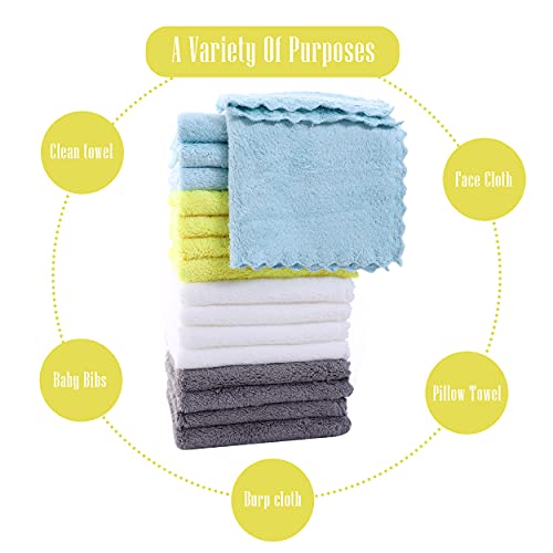 Cute Castle Ultra-Soft Baby Washcloths, 16 Pack - 9" by 9", Gentle on Sensitive Skin for Face and Body, Plush, Super Absorbent Wash Clothes for Girls and Boys