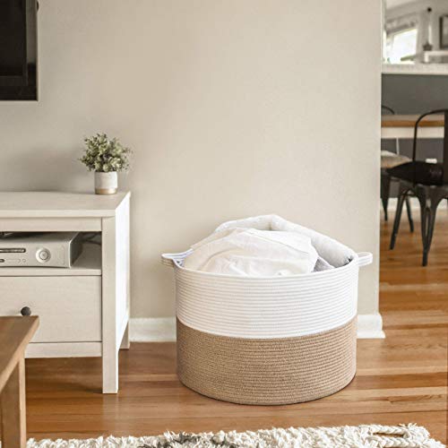 INDRESSME XXXL Large Cotton Rope Storage Basket Laundry Storage Bin (Set of 2)