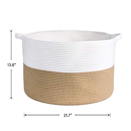 INDRESSME XXXL Large Cotton Rope Storage Basket Laundry Storage Bin (Set of 2)