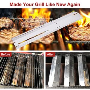 Universal Grill Heat Plates Heat Tents Heat Shields for Gas Grill, Adjustable Barbecue BBQ Grill Flame Tamers Burner Covers Heat Deflectors, Stainless Steel Gas Grill Replacement Parts, 5-Pack