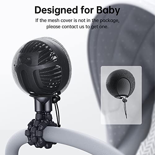 GUSGU Stroller Fan with Flexible Tripod Clip on, Mini Portable Fan USB Rechargeable Battery Operated, Small Personal Handheld Fan Cooling for Bed, Car Seat, Travel, Camping