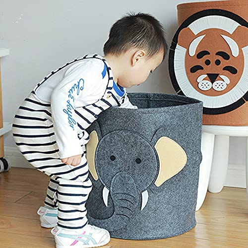 WEI LONG Cute Foldable Felt Laundry,Nursery Hamper Laundry Basket,Storage Baskets for Kids Boys and Girls,Office,Bedroom,Clothes,Toys(Dinosaur)