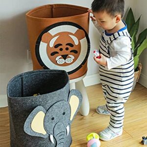 WEI LONG Cute Foldable Felt Laundry,Nursery Hamper Laundry Basket,Storage Baskets for Kids Boys and Girls,Office,Bedroom,Clothes,Toys(Dinosaur)