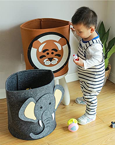 WEI LONG Cute Foldable Felt Laundry,Nursery Hamper Laundry Basket,Storage Baskets for Kids Boys and Girls,Office,Bedroom,Clothes,Toys(Dinosaur)