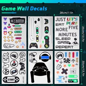 56 Pieces Gamer Wall Decals Gamer Wall Sticker Gaming Controller Joystick Wall Decals Removable Video Games Wall Stickers Game Boy Wall Art for Bedroom Playroom Decoration (Black White)