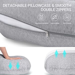 Momcozy Pregnancy Pillows for Side Sleeping, J Shaped Maternity Body Pillow for Pregnancy, Soft Pregnancy Pillow with Jersey Cover for Head Neck Belly Support, Grey