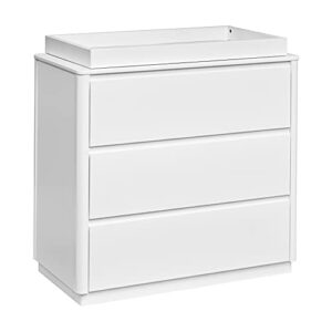 babyletto bento 3-drawer changer dresser with removable changing tray in white, greenguard gold certified