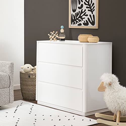 babyletto Bento 3-Drawer Changer Dresser with Removable Changing Tray in White, Greenguard Gold Certified