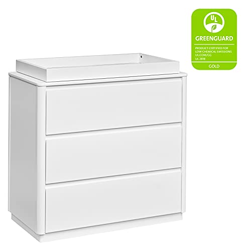 babyletto Bento 3-Drawer Changer Dresser with Removable Changing Tray in White, Greenguard Gold Certified