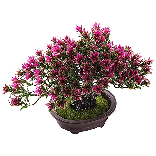 ZEAYEA 2 Pack Artificial Bonsai Tree, Small Fake Plants Decor, Indoor Faux Potted Plant for Living Room Home Table Bathroom Bedroom Office Shelf Farmhouse Decorations, 9.5" Height