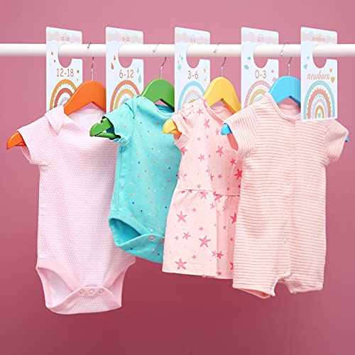 Jetec 7 Pieces Baby Closet Size Dividers Nursery Closet Dividers Watercolor Rainbow Closet Dividers Nursery Wardrobe Baby Clothes Hangers from Newborn to Toddlers Boy Girl for Baby Shower