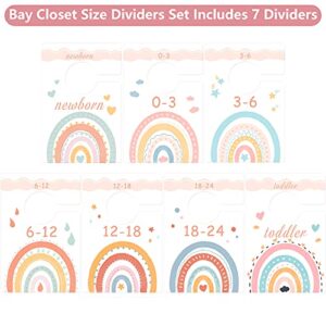 Jetec 7 Pieces Baby Closet Size Dividers Nursery Closet Dividers Watercolor Rainbow Closet Dividers Nursery Wardrobe Baby Clothes Hangers from Newborn to Toddlers Boy Girl for Baby Shower