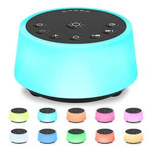 color noise sound machines with 10 colors night light 25 soothing sounds and sleep white noise machine 32 volume levels 5 timers adjustable brightness memory function for adults kids baby (black)