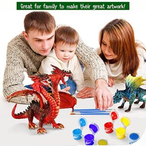 Kids Crafts, DIY 3D Dragon Painting Toys with 13 Color Educational Toy Painting Set Paint Your Own Gift Art and Craft Kit for Kids Boys Girls 3 4 5 6 7 8 9 Year Old